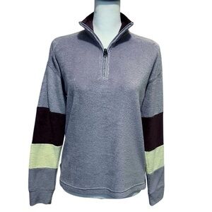 Faherty Top Womens XXS Purple Cabana Towel Terry Quarter Zip Top NWT Colorblock